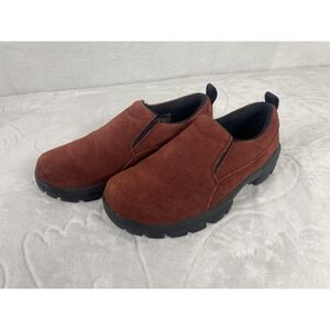 Lands' End All Weather Mocs‎ Shoes Womens Size 6 Brown Suede Slip On Lug Sole